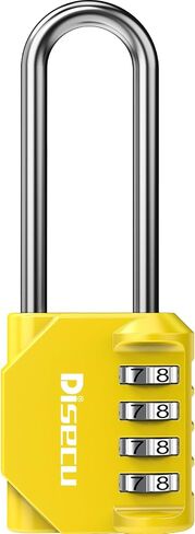 1 Pack disecu 2.6 Inch Long Shackle Combination Lock, 4 Digit Outdoor Waterproof Padlock for School Locker, Gym Locker, Storage Unit, Gate, Fence, Toolbox (Black) in Kuwait