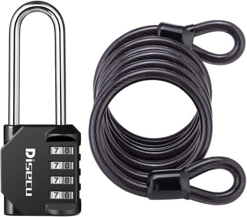 1 Pack disecu 2.6 Inch Long Shackle Combination Lock, 4 Digit Outdoor Waterproof Padlock for School Locker, Gym Locker, Storage Unit, Gate, Fence, Toolbox (Black) in Kuwait