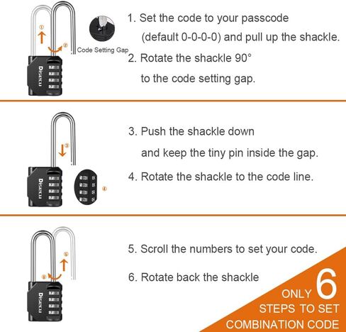 1 Pack disecu 2.6 Inch Long Shackle Combination Lock, 4 Digit Outdoor Waterproof Padlock for School Locker, Gym Locker, Storage Unit, Gate, Fence, Toolbox (Black) in Kuwait