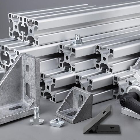 PATIKIL 45 Degree Angle Corner Brackets, 4Pcs 2.36x0.87 Inch Aluminum Extrusion Profile Accessories Corner Brace Joint Connectors for 3030 Series (Silver) in Saudi Arabia