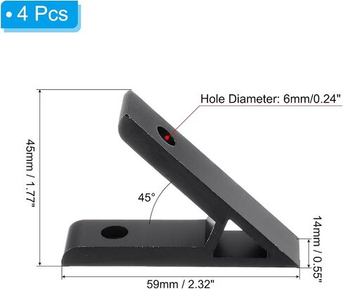 PATIKIL 45 Degree Angle Corner Brackets, 4Pcs 2.36x0.87 Inch Aluminum Extrusion Profile Accessories Corner Brace Joint Connectors for 3030 Series (Silver) in Saudi Arabia