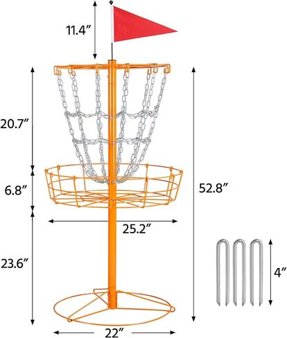 Yaheetech Portable Disc Golf Basket Target Disc Sports 12-Chain Practice Disc Golf Target Steel Hole Disc Golf Goals Catcher Indoor & Outdoor, Blue/Red/Orange/Black in Kuwait