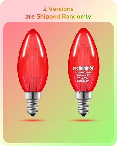 Edishine E12 LED LED Candelabra Bulb ، 5W مكافئ 60W 2700K 500LM ضوء دافئ ، مصابيح ثريا قابلة للثريا قابلة للضوء ، مصابيح شمعة LED لمراوح السقف ، غرفة الطعام ، ديكور عيد الميلاد ul مدرج ، 6 عبوة in Kuwait