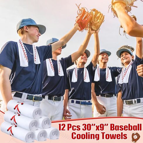 Peryiter 12 PCS منشفة تبريد مصغرة ، 30 "× 9 بوصة للبيسبول Softball Softball Golf Twoel ، ومنشفة باردة ، ومناشف ميكروفيال رياضية لفريق Gym Running Play Gift (الكرة اللينة والأصفر والأحمر) in Kuwait