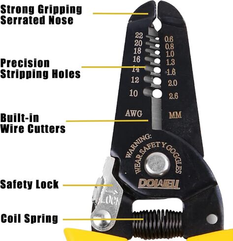 Dowell 10-22awg+22-30awg أداة تجريد الأسلاك الأسلاك الأسلاك أداة الأسلاك أداة متعددة الوظائف للكهرباء 2 قطعة in Kuwait