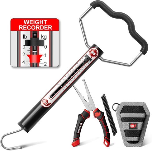 20 lbs Spring Fish Scale & 7'' Saltwater Pliers Kit, Ice Fishing Gear and Equipment, Hanging Hook Scale Tool Set, Pull Weighing Gauge Combo, Fisherman Accessories Stuff, Gifts for Men in Kuwait
