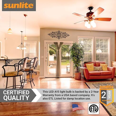 Sunlite A15 E17 LED لمبة LED ، مصابيح كهربائية أساسية متوسطة ، 6 واط (ما يعادل 40 واط) ، 480 لومينات ، قابلة للضايق ، لمروحة السقف ، وتجهيزات الإضاءة ، اللمسات الأخيرة ، المدرجة في ETL ، 6 عدد ، 2700 كيلو أبيض ناعم in Kuwait