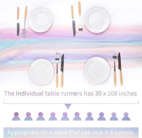 JeogYong 2 Pcs Colorful Chiffon Table Runner 30 x 71 Inch Sheer Table Runner Tulle Rainbow Table Runner for Wedding Shower Decorations, Bridal Shower, Garden Party Decorations (Iridescent) in Kuwait