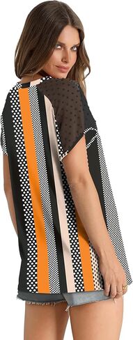 WIHOLL Summer Tops for Women V Neck T-Shirts Swiss Dot Short Sleeve Shirts Casual Fashion Blouses in Kuwait