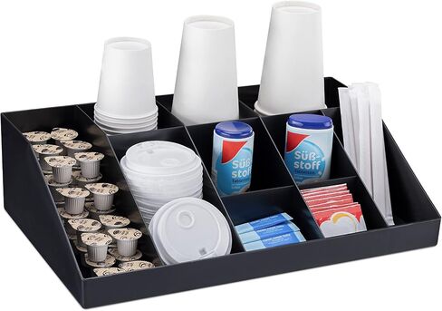 Navaris Coffee Station Organizer 7 Compartments - Coffee Organizer Station for Sugar, Creamer, Cup, Tea - Coffee Bar Organizer for Office and Kitchen Countertop Organization in Kuwait