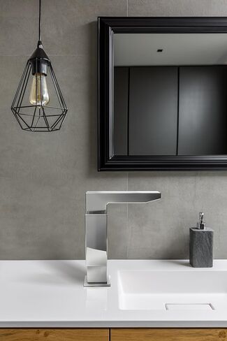 MOD Deck Mounted Single Hole Bathroom Faucet with Drain Assembly - Matte Black in Kuwait