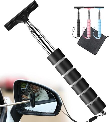 Car Mirror Squeegee, Retractable Car Rearview Mirror Wiper, Side Mirror Squeegee, Portable Car Cleaning Tool for Rainy Foggy Weather,Universal Car Accessories (Black, 1PCS) in Saudi Arabia