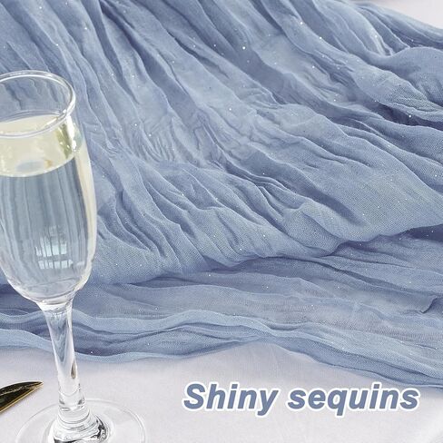 Cheesecloth Sparkly Table Table Runner 35x120 بوصة شاش بوهو الجبن الريفي الجبن عداء لاستشم الطفل حفل زفاف عيد الفصح زخارف المنزل الصيفية (الوردي المتربة ، 1 حزمة -10 قدم) in Kuwait