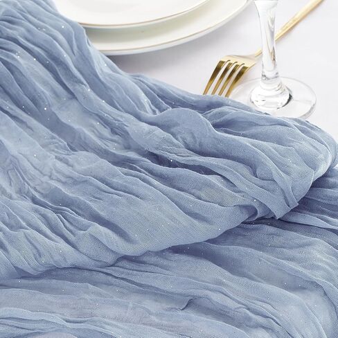Cheesecloth Sparkly Table Table Runner 35x120 بوصة شاش بوهو الجبن الريفي الجبن عداء لاستشم الطفل حفل زفاف عيد الفصح زخارف المنزل الصيفية (الوردي المتربة ، 1 حزمة -10 قدم) in Kuwait