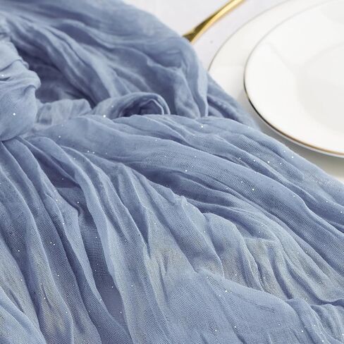 Cheesecloth Sparkly Table Table Runner 35x120 بوصة شاش بوهو الجبن الريفي الجبن عداء لاستشم الطفل حفل زفاف عيد الفصح زخارف المنزل الصيفية (الوردي المتربة ، 1 حزمة -10 قدم) in Kuwait