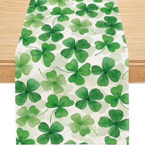 Siilues St Patricks Day Table Runner ، Lucky St Patricks Decor Decor Green Shamrock Seasonal Spring Holday Decorations for Indoor Outdoor Table Decor (13 '× 72' ')