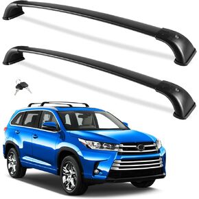 قضبان متقاطعة لحامل السقف Wonderdriver بوزن 220 رطل متوافقة مع Toyota Highlander 2014-2019 XLE Limited & SE & LE Plus & LE مع قضبان متقاطعة معدنية مضادة للسرقة وقابلة للقفل شديدة التحمل، حامل أمتعة أسود على السطح