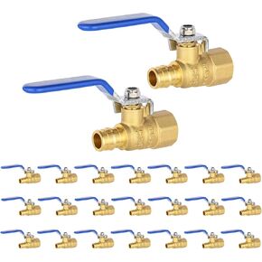(Pack of 2) EFIELD Cold Expansion Pex-A 3/4-inch X 3/4 Inch FNPT Brass Shut-off Ball Valve for Pex-A Pipe Connection, ASTM F1960, Blue Lever, cUPC Certified in Kuwait