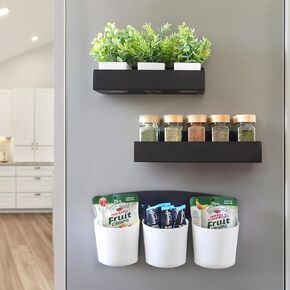 Magnetic Spice Rack for Refrigerator - Strong Magnetic Shelf for Fridge Storage - 1 Pack - Versatile Kitchen Organizer - Space-Saving Fridge Magnet Shelves for Easy Access