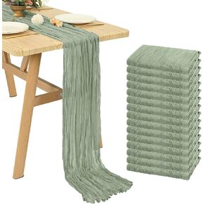 15 PCS Beige Cheesecloth Table Runner 10ft Boho Gauze Cheese Cloth 20x120 Inch Rust Rustic Table Runner for Wedder