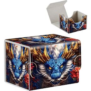 High-Capacity Art Deco Card Deck Box - Ideal Trading Card Game Storage Solution with Compact Size, and Easy Access - PU Leather Fits for TCG CCG Magic Cards(Pink Clouds Cat)