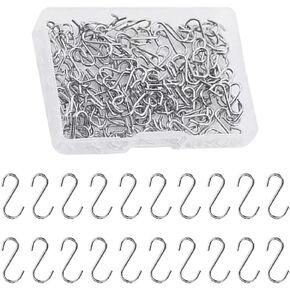 Gshllo 100 PCS 0.55 بوصة صغيرة من الفولاذ المقاوم للصدأ S السنانير الصغيرة المعدنية معلقة السنانير المجوهر