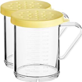 10 Oz Parmesan Cheese Shaker with 4 mm Hole Diameter Lid, Polycarbonate Spice Shaker For Coarse Seasonings seasoning shaker Dredge, sugar dispenser, large salt and pepper shakers (6, Yellow 4mm)