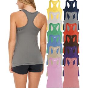 قمصان بدون أكمام للسيدات من sexy Basics مكونة من 12 قطعة من القطن - قمصان ذات ألوان مطاطية من الألياف اللدنة in Saudi Arabia