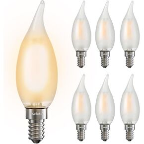 مصابيح الضوء المتجمد الثريا 4W (ما يعادل 40W) ، شمعة Candelabra E12 LED لمبة LOD BAND ناعمة اللون الأبيض الدافئ 2700 كيلو