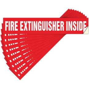 مطفأة حريق T&R داخل ملصقات الإشارة - 10 حزمة - 9 "× 1.7" عاكسة فينيل ذاتي ، مقاومة للأشعة فوق البنفسجية ، مقاومة للماء ، تتلاشى ومقاومة للخدش ، مناسبة للمركبات الداخلية والخارجية - أبيض