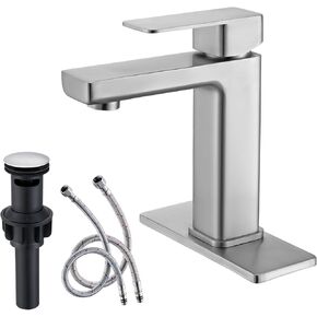 نيتر النحاس النحاس Newater Staw Sink Sink Faucet مقبض واحد 1-3 حفرة الحنفيات الحنفيات حوض الصنبور الصنبور التجاري المرسل التجاري مع خطوط الصرف والتوريد المعدنية ， النيكل المصقول
