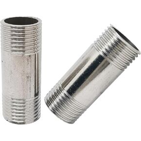 2pcs 80mm/3.15 بوصة ، G1/2 "ذكر X G1/2" ذكور ذكور أنابيب الحلمة ، موصل امتداد أنابيب مياه الصلب غير القابل للصدأ