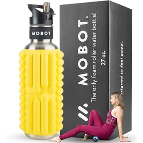 Mobot Portable Travel Foam Roller Bottle مع Sip Straw ، غطاء المسمار الفولاذ المقاوم للصدأ | زجاجة مياه رياضية معزولة وكرات الرغوة لليوغا ، التمرين ، صالة الألعاب الرياضية المنزلية ، وممارسة 40 أوقية. (أزرق) in Saudi Arabia
