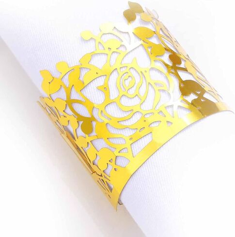 50pcs Laser Cut Butterfly Napkin Rings Holder for Dinners Tables Wedding Anniversray Party Decor Baby Bridal Shower Banquet Supply Sash Bows Tablecloth Paper Napkins (Rose Gold, Laser Cut) in Kuwait