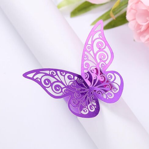 50pcs Laser Cut Butterfly Napkin Rings Holder for Dinners Tables Wedding Anniversray Party Decor Baby Bridal Shower Banquet Supply Sash Bows Tablecloth Paper Napkins (Rose Gold, Laser Cut) in Kuwait