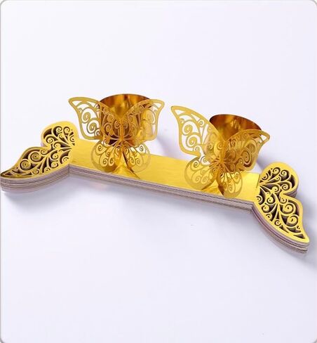 50pcs Laser Cut Butterfly Napkin Rings Holder for Dinners Tables Wedding Anniversray Party Decor Baby Bridal Shower Banquet Supply Sash Bows Tablecloth Paper Napkins (Rose Gold, Laser Cut) in Kuwait