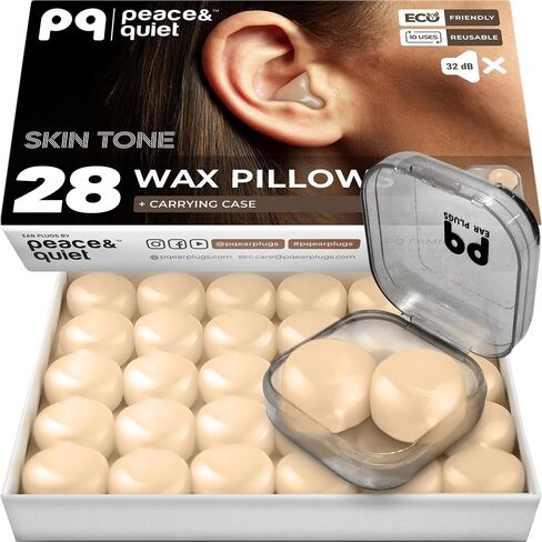 PQ Wax Ear Plugs for Sleeping - 28 Silicone Wax Earplugs for Sleeping and Swimming, Gel Ear Plugs for Noise Cancelling, Sleeping Earplugs, Sound Blocking Level of 32 Db (28 Pillows), Color: Blue in Kuwait