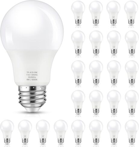 24 عبوة A19 مصابيح LED LED ، لمبة LED مكافئة 60 واط ، مصباح LED White White 5000k ، E26 ، 850 Lumen ، غير قابل للضوء ، مصباح أبيض مشرق 9W in Kuwait