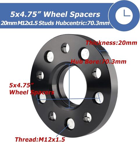فواصل عجلات 5x4.75، فواصل عجلات 1 بوصة 5x120.65 تجويف مركزي 87.1 ملم مع مسامير M12x1.5 in Kuwait