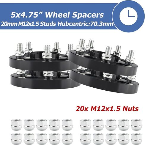 فواصل عجلات 5x4.75، فواصل عجلات 1 بوصة 5x120.65 تجويف مركزي 87.1 ملم مع مسامير M12x1.5 in Kuwait