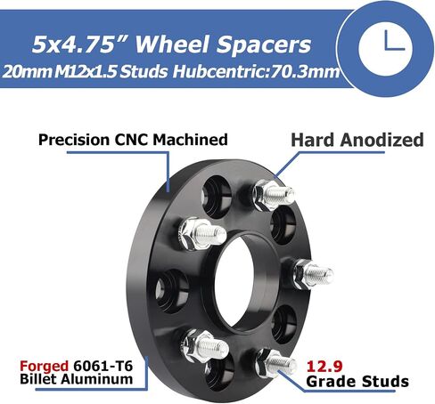 فواصل عجلات 5x4.75، فواصل عجلات 1 بوصة 5x120.65 تجويف مركزي 87.1 ملم مع مسامير M12x1.5 in Kuwait