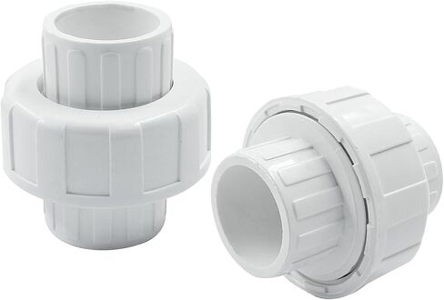 Waziaqoc 2 Pack 1 1/4 Inch PVC Union Coupling Pipe Fitting (Socket x Socket), 1.25 Inch PVC Slip Union PVC Adapter Schedule 40, EPDM O-Ring in Kuwait