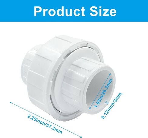 Waziaqoc 2 Pack 1 1/4 Inch PVC Union Coupling Pipe Fitting (Socket x Socket), 1.25 Inch PVC Slip Union PVC Adapter Schedule 40, EPDM O-Ring in Kuwait