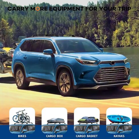 قضبان متقاطعة لحامل السقف Wonderdriver بوزن 220 رطل متوافقة مع Toyota Highlander 2014-2019 XLE Limited & SE & LE Plus & LE مع قضبان متقاطعة معدنية مضادة للسرقة وقابلة للقفل شديدة التحمل، حامل أمتعة أسود على السطح in Saudi Arabia
