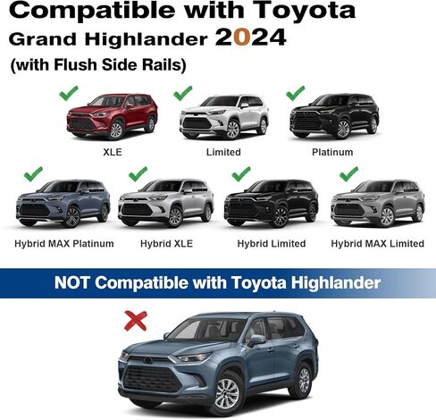 قضبان متقاطعة لحامل السقف Wonderdriver بوزن 220 رطل متوافقة مع Toyota Highlander 2014-2019 XLE Limited & SE & LE Plus & LE مع قضبان متقاطعة معدنية مضادة للسرقة وقابلة للقفل شديدة التحمل، حامل أمتعة أسود على السطح in Saudi Arabia