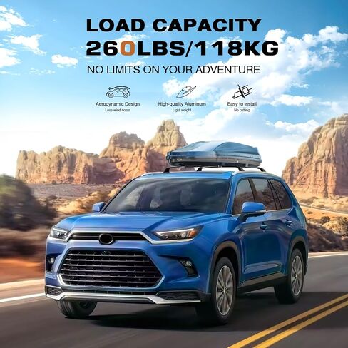 قضبان متقاطعة لحامل السقف Wonderdriver بوزن 220 رطل متوافقة مع Toyota Highlander 2014-2019 XLE Limited & SE & LE Plus & LE مع قضبان متقاطعة معدنية مضادة للسرقة وقابلة للقفل شديدة التحمل، حامل أمتعة أسود على السطح in Saudi Arabia