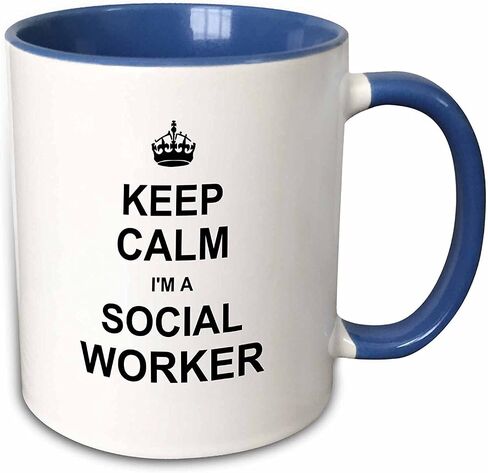 3dRose Keep Calm I'M A Social Worker-Job Pride-Funny Profession Work Gift Mug, 11 oz, Black in Saudi Arabia