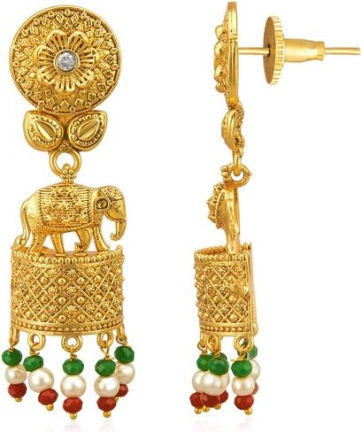 Aheli Classy Ethnic Wedding Party Wear Intricate Crafted Choker Necklace Jhumki Earrings Set for Women Indian Traditional Fashion Jewelry in Kuwait