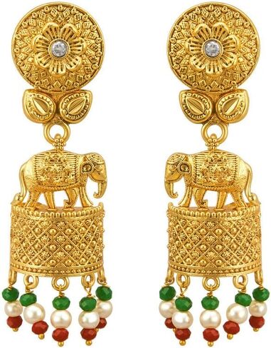 Aheli Classy Ethnic Wedding Party Wear Intricate Crafted Choker Necklace Jhumki Earrings Set for Women Indian Traditional Fashion Jewelry in Kuwait