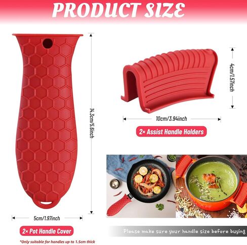 4 Pack Silicone Hot Handle Holder Cover Cast Iron Handle Cover Silicone Pot Holders Heat Resistant Assist Pan Handle Sleeve Non-Slip Pot Handle Covers for Cast Iron Skillet Metal Pan(Black) in Kuwait